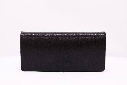 Μεγάλο Δερμάτινο Πορτοφόλι Μαύρο Glossy με Θέση για Κινητό